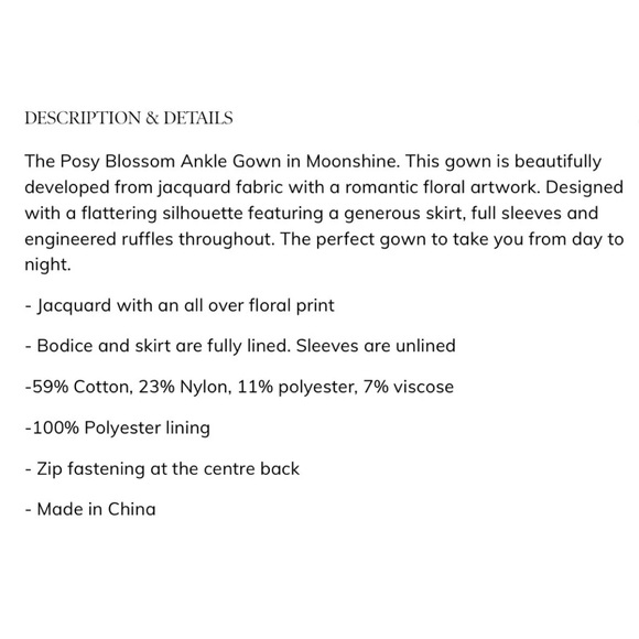 Needle and Thread floral gown NWOT🤍🤍🤍 - Picture 7 of 14